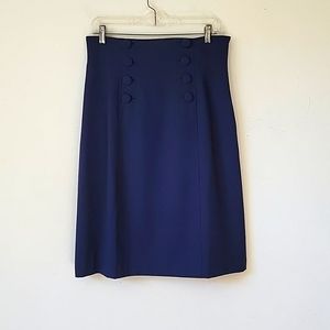 chadwick's navy blue high waisted six button pencil skirt 10